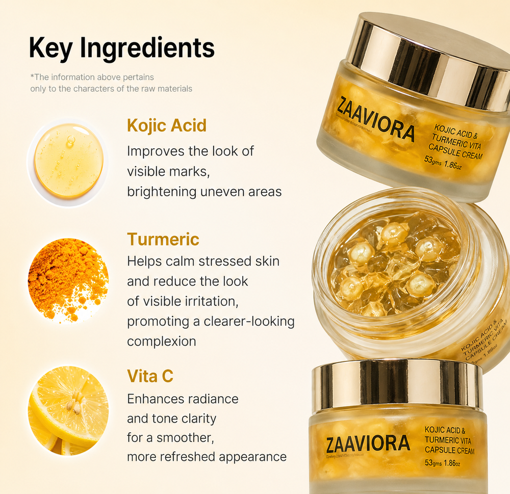 ZAAVIORA Kojic Acid & Turmeric Vita Capsule Cream | 30% OFF Today